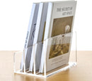 3 Compartments Clear Acrylic Mail Holder – Vertical Letter Sorter & Multifunction Desk Organizer for Bills, Documents, Notebooks – Modern Office/Home Envelope File Rack — 4