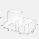 HBlife Acrylic Pen Holder for Desk, 3-Compartment Small Desk Organizer, Clear Office Supplies Desk Accessories with Sticky Notes Holder Stores Post It Notes 3X3 for Office, Home and School — 4