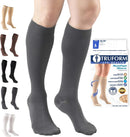 Truform 20-30 mmHg Compression Stockings for Men and Women, Knee High Length, Closed Toe | Gray | Small (1 Pair) | Microfiber Knit — 1