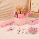 SKYDUE Pink Desk Accessories 11Pcs with Rotating Pen Holder for Desk — 2