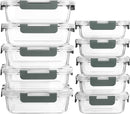 M MCIRCO 10 Pack Glass Food Storage Containers with Lids, Gray — 1