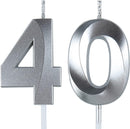 Silver 40th Birthday Candles, Number 40 Cake Topper for Birthday Decorations Party Decoration — 1