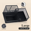 M&G Mesh Pen Holder Desk Organizers Pencil Holder for Desk Black, 3 Compartments Metal Office Supply Organizer with Sticky Notes Holder for School Home Office — 4