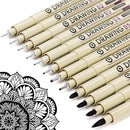 Muchcute Micro Fineliner Drawing Art Pens,12 Black Art Supplies Adult Craft | 12 Tip Sizes — 1
