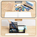 M&G Mesh Pen Holder Desk Organizers Pencil Holder for Desk Black, 3 Compartments Metal Office Supply Organizer with Sticky Notes Holder for School Home Office — 3