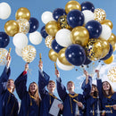 Zesliwy Navy Blue White Gold Balloons Set, 50pcs 12 In, Latex, Party Decor — 6