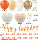 Orange-Peach Fall Boho Birthday Party Decorations - 62pcs Happy Birthday Banner, Beige Rustic Paper Lanterns, Streamers, Tissue Pom Poms, Burnt Orange Apricot Party Balloons, Fall Backdrop Decor | Orange Beige White — 4