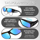 Polarized Fit Over Glasses Sunglasses for Men Women Driving Square Wrap Around Shades UV Protection Sun Eyewear PT2006 | 2pcs(black/Gray+black/Mirrorblue) | 62 Millimeters — 4