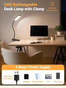 Clip on Light,9 Brightness+5 Color Rechargeable Lamp,48 LED Small Desk Lamp — 5