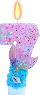 Mermaid Themed Birthday Candles, Number 7 Girls Glitter Birthday Party Supplies,Anniversary Party Decor,2.87 inch Cake Topper Decorations (Mermaid Themed, Number 7) — 1