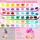 Gionlion 4200Pcs Pony Beads for Bracelet Making Kit, 48 Colors Kandi Beads Bracelet Kit, 2500PCS Rainbow Candy,… — 5