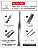 2 Pcs 12-inch Cooking Tweezers Tongs Precision Serrated Tips, Stainless Steel Professional Chef Tweezer Kitchen… — 3