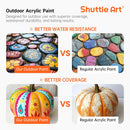 Shuttle Art 25 Colors Outdoor Acrylic Paint Set, 2oz/60ml Waterproof Acrylic Paint with 10 Brushes 1 Palette, Rich Pigmented Paints for Artists, Beginners on Rocks, Wood Crafts, Garden Statues — 5
