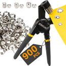 zonglan Heavy Duty Grommet Tool Kit of 1/2" 5/16" and 3/8",Multi Size Handheld Eyelet Tool Plier Rivet Press with 900 pcs Silver Grommets for Tarp Leather Fabric | 3-Die Set: 1/2", 5/16", 3/8" — 1