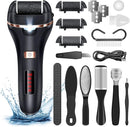 AdamPark Electric Callus Remover for Feet,Rechargeable Foot File Hard Skin Remover,Waterproof 14 in1 Professional Pedicure Kit for Cracked Heels &Dead Skin,with 3 Roller Heads 2 Speed(Black J8) — 1
