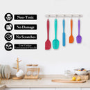 HOTEC Heat Resistant 600℉ Food Grade Silicone Rubber Spatula Set for Baking,…