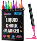 Timart Fine Tip Chalk Markers, Liquid Chalk Pens-8 Pack, 1mm Point | Multicolor 1mm Fine Tip — 1