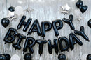 Black Happy Birthday Balloons Banner Sign Mylar letter Party Decoration — 4