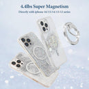 Magnetic Phone Ring for MagSafe Grip [Super Magnet] Gold Twinkle Design Ring Holder Stand, magsafe pop Socket (Silver) photo 5
