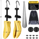 JJDPARTS Plastic & Wooden Shoe Stretcher, Pair 4-Way Shoe Expander Widener Shoe Tree Extender for Women Men | yellow | Classic — 6