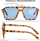 Retro Square Aviator Polarized Sunglasses Womens Mens Vintage Pilot Shades | Yellow Tortoise | Polarized Light Blue — 5