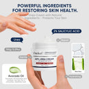 Urea Cream 40 Percent with 2 Percent Salicylic Acid, Foot & Hand Cream for Dry Cracked Heels, Callus Softener for Feet, Exfoliating Foot Cream for Rough Thick Skin, 5.29 oz - 40% — 5