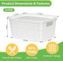 6 Pack Plastic Storage Baskets with Lid,White Stackable Bins — 3