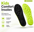 4D Cloud-Like Insoles for Kids & Youth - Memory Foam Shoe Inserts with Shock Absorption, Trim-to-Fit Arch Support for Healthy Development of Growing Feet (US Youth 5Y-6Y) - Black - US Youth 5Y-6Y/245mm — 3