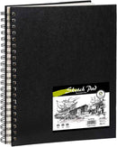 Conda 8.5"x11" Hardbound Sketch Book, 80-Sheets 90gsm Double-Sided Hardcover Sketchbook, Spiral Sketch Pad, Durable Acid Free Drawing Art Paper for Adults | 8.5"x11" 1 Pack | Black — 1