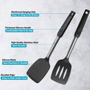 2 Pack Spatulas, Solid & Slotted Silicone Spatula Set, Stainless Steel Handle Coated with Silicone, Non Stick… — 3