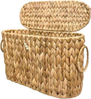 Coeusy Toilet Paper Basket with Lid,Wicker Basket for Bathroom Organizers and Storage,Holds Up to 6 Mega Rolls, Decorative Hand-Woven Rattan Bathroom Decor Accessories,Natural Water Hyacinth — 1