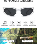 SOAR&EAGLE Y2K 3Pack Polarized sunglasses Wrap Around Men's Women's sunglasses Fashion Sport Shades Sun Glasses | Silver Framed Gray Flakes, Silver Framed Mercury Flakes, Bla — 2