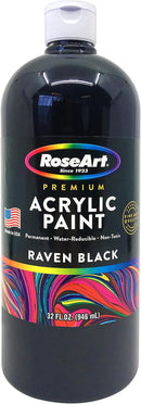 RoseArt Acrylic Paint Raven Black 32oz Bottle, Acrylic Paint for School Projects, Arts & Crafts, Drawing & Painting | 32 Fl Oz (Pack of 1) — 1