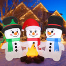GOOSH 6 FT Long Christmas Inflatables Snowman Outdoor Decorations Blow Up Three Sitting Snowmans with Campfire with Built-in LEDs for Holiday Party Xmas Yard Garden Lawn Decor — 1