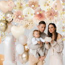 Champagne-Gold Beige Fall Boho Birthday Party Decorations 62pcs Happy Birthday Banner, Peach White Paper Lanterns, Streamers, Tissue Pom Poms, Blush Beige Boho Party Balloons, Rustic Backdrop Decor — 5