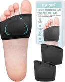 2 Pairs Metatarsal Foot Pads, Ball of Foot Cushions for Women Men Feet Pain Relief, Sesamoiditis, Metatarsalgia, Mortons Neuroma-Fabric Sleeves with Gel Inserts(Black, Small) 1