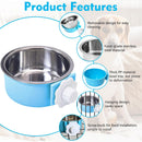 kathson Crate Dog Bowl, Removable Stainless Steel Hanging Pet Kennel Cage Bowl Food & Water Feeder Coop Cup for Puppy, Cat, Rabbit, Guinea Pigs Ferret Bird (2 PCS, Size: M, Blue and Green) — 6