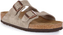 Birkenstock Classic Arizona Leather Unisex Adult Mules – Grey Taupe — 1