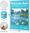Phinus 18 Sheets Watercolor Paper 9x12 Inch, Cold Press Watercolor Sketchbook (140lb/300gsm), Tape Bound Watercolor Paper Pad for Adults Kids, Mixed Media, Markers and Art Journaling | 9 x12 inch — 2