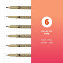 Sakura Pigma Micron Fineliner Pens, 12 Tip Size, Archival Black Ink, 6 PK 50132 | 12 Point Size — 2