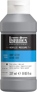 Liquitex Professional Gesso Surface Prep Medium, 237ml (8.0 oz), Gray | 8 Fl Oz (Pack of 1) | 8-oz — 1