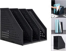 Leven Collapsible Magazine File Holder/Desk Organizer for Office Organization and Storage with 3 Vertical Compartments, Dark Grey, — 1