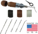 Professional Leathercraft Accessories, Sewing, Stitching Awl Tool Kit & Supplies, HEAVY DUTY - MADE in USA – DIY Craft, Leather, Heavy Fabric, Canvas, Upholstery, Bag, Shoe, Belt Repair Lockstitch Set — 6