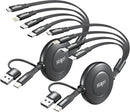 Dual USB-C Multi Charging Cable,6 in 1 Retractable Charger Cable[2Pack 4Ft] 1