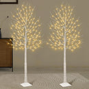 Set of 2 6 feet Lighted Birch Tree, 160 LED Warm White, for Home, Festival, Party, and Christmas Decoration, Indoor and Outdoor Use, 8 Functions — 1
