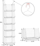 X-cosrack 6 Tier Closet Hanging Organizer, Clothes Hanging Shelves with 4 Hanging Hooks 5 S Hooks, Wire Storage Basket Bins, for Clothing Sweaters Shoes Handbags Clutches Accessories Patent — 3