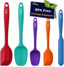 HOTEC Heat Resistant 600℉ Food Grade Silicone Rubber Spatula Set for Baking,…