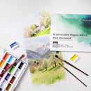 Fuumuui Watercolor Paper Block 9x12 Inch, Smooth Surface 100% Cotton Watercolor Paper, 22 Sheets, 140lb/300gsm, Hot Press, Acid-Free, Art Paper for Painting & Drawing, Wet, Mixed Media | Green Hot Press | 9“×12” — 8