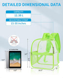 Paxiland Clear Backpack Stadium Approved, 12x10.5x6 Inches Clear Bag | Green-standard — 2