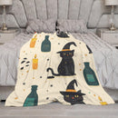 LIZALIG Whimsical Magic Halloween Fleece Throw Blanket, Black Cat Witch Potion Decor for Sofa Bedroom Halloween Party | Sj-yh838 | 30"×40" — 5